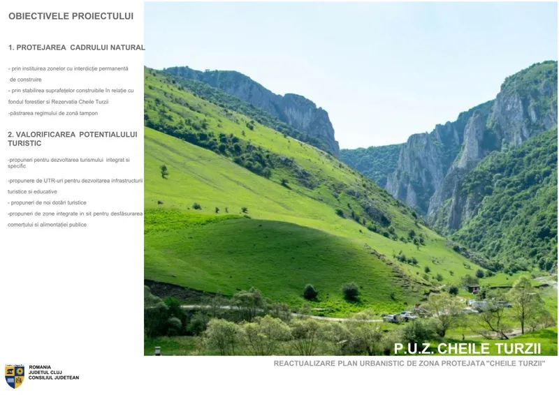 Zona Protejată Cheile Turzii este reglementată urbanistic de către Consiliul Județean Cluj