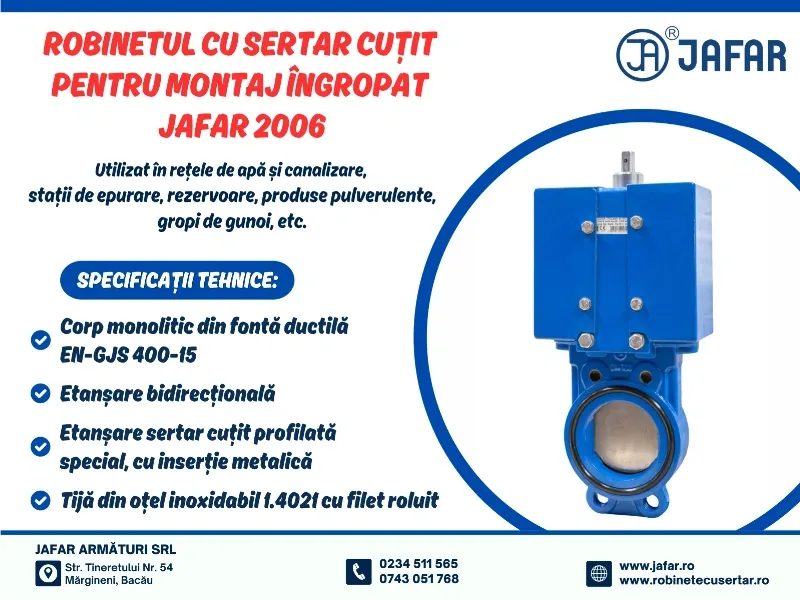 Robinet cu sertar cuțit, pentru montaj îngropat JAFAR 2006