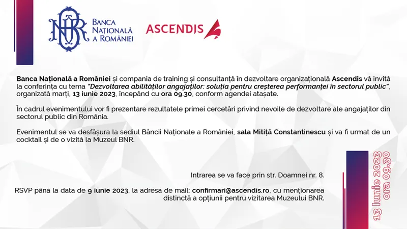 Invitație la conferința Dezvoltarea abilităților angajaților: soluția pentru creșterea performanței în sectorul public