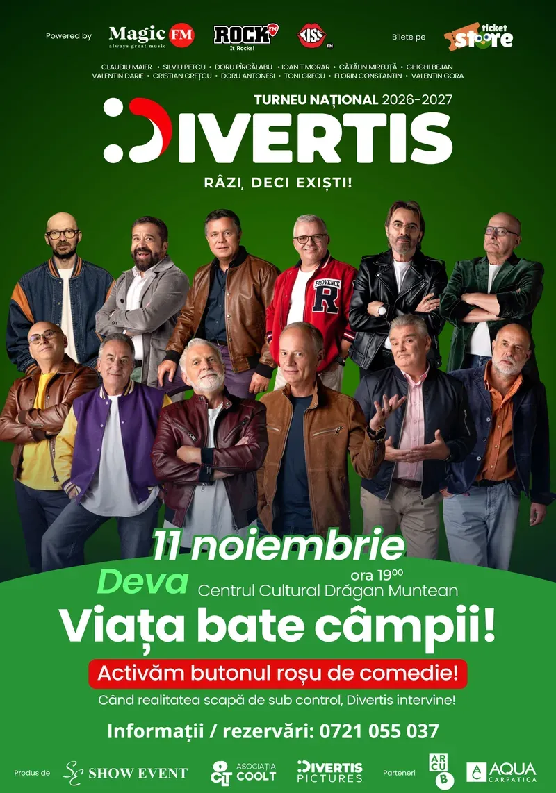 Divertis prezintă „Viața bate câmpii” la Centrul Cultural „Drăgan Muntean” Deva — 11 noiembrie 2026, ora 19:00