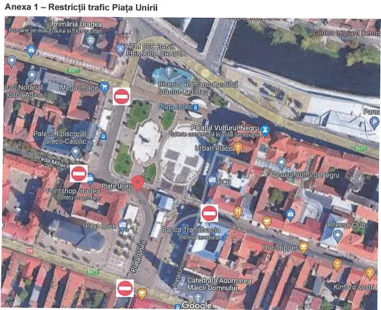 Traficul rutier în Piața Unirii va fi închis de sâmbătă, 26  noiembrie