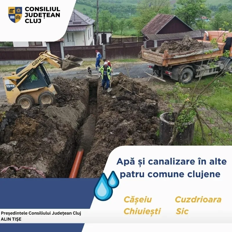 Apă și canalizare în alte patru comune clujene