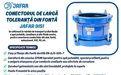 Conector, mufă de largă toleranța din fontă pentru conectare conducte JAFAR 9151
