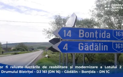 Vor fi reluate lucrările de reabilitare și modernizare a Lotului 2 al Drumului Bistriței - DJ 161 (DN 16) – Gădălin – Bonțida – DN 1C