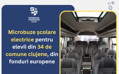 Microbuze electrice pentru elevii din 34 de comune clujene, din fonduri europene