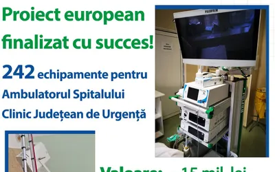 Proiectul european privind dotarea Ambulatoriului Spitalului Județean de Urgență, finalizat cu succes de Consiliul Județean
