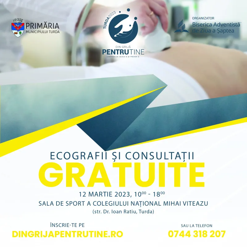 Proiectul „Din Grijă pentru tine” ajunge în municipiul Turda, oferind consultații și investigații medicale gratuite pentru toți cei interesați