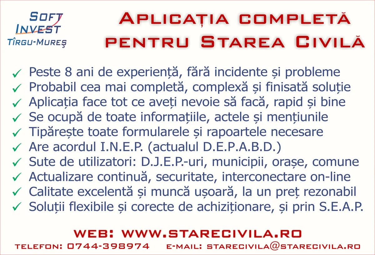 Probabil cel mai complet, mai functional si mai finisat program de Stare Civila