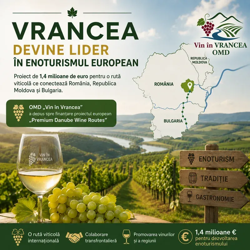 Vrancea coordonează proiect european de 1,4 milioane de euro pentru rută viticolă transnațională