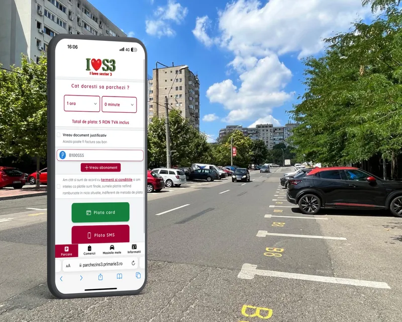 Parchezins3.primarie3.ro,  aplicația prin care puteți plăti locul de parcare nenominal