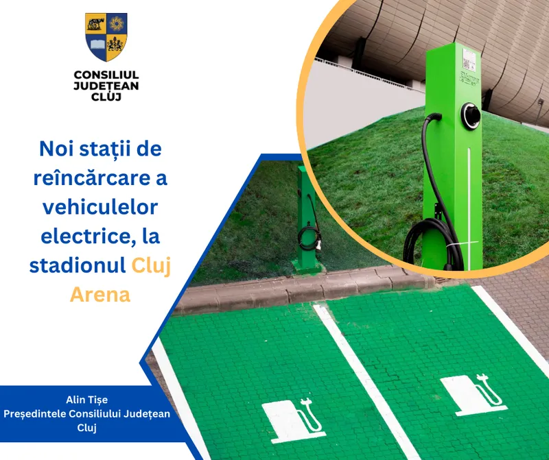 Noi stații de reîncărcare a vehiculelor electrice, la stadionul Cluj Arena