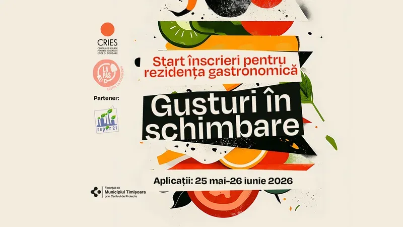 Rezidență artistică gastronomică „Gusturi în schimbare” (Timișoara) – apel pentru artiști, bucătari și pasionați de alimentație sustenabilă