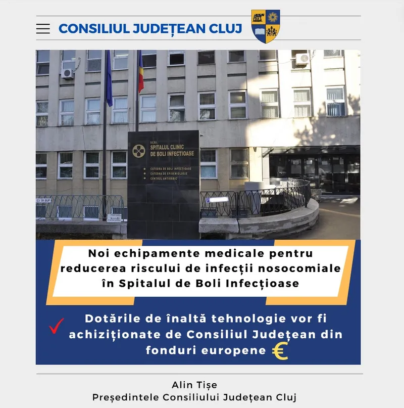 Noi echipamente medicale pentru reducerea riscului de infecții nosocomiale în Spitalul de Boli Infecțioase