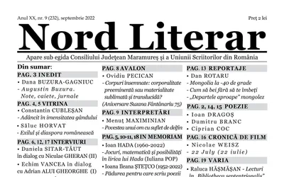 A apărut numărul pe septembrie al revistei Nord Literar