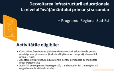 Dezvoltarea infrastructurii educaționale la nivelul învățământului primar și secundar