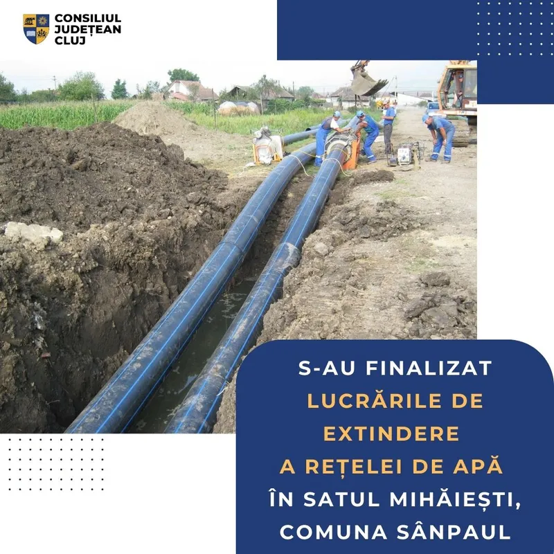 S-au finalizat lucrările de extindere a rețelei de apă în satul Mihăiești, comuna Sânpaul