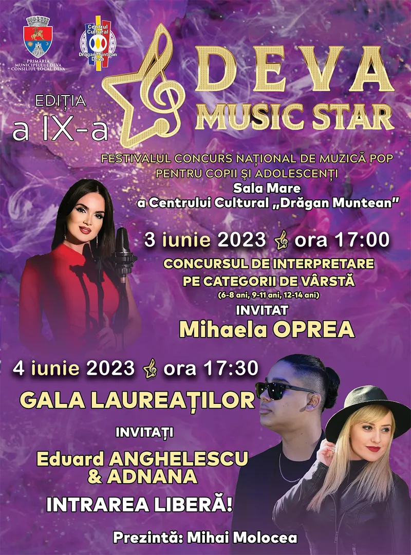Festivalul ”DEVA MUSIC STAR” va avea loc în perioada 3-4 iunie 2023