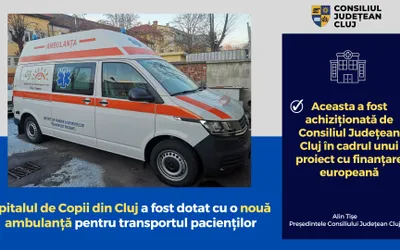 Spitalul de Copii din Cluj a fost dotat cu o nouă ambulanță pentru transportul pacienților