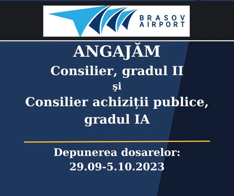 Încă două posturi disponibile la Aeroportul Internaţional Braşov