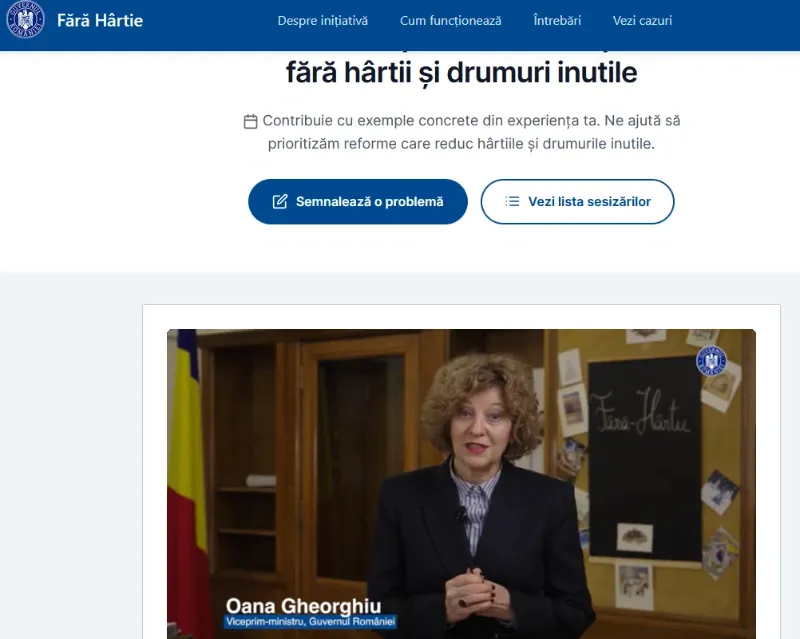 Guvernul României lansează platforma „Fără hârtie” pentru reducerea birocrației și eliminarea drumurilor inutile