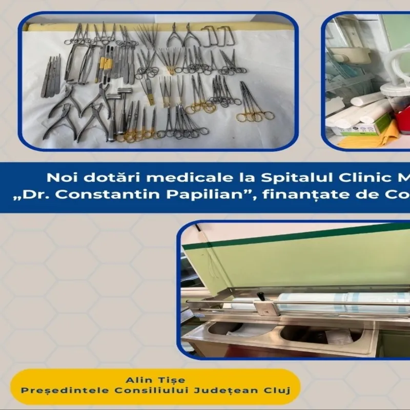 Noi dotări medicale la Spitalul Clinic Militar de Urgență „Dr. Constantin Papilian”, finanțate de Consiliul Județean Cluj