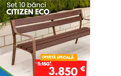 10 Bănci stradale Ecologice, din plastic reciclat - la preț redus