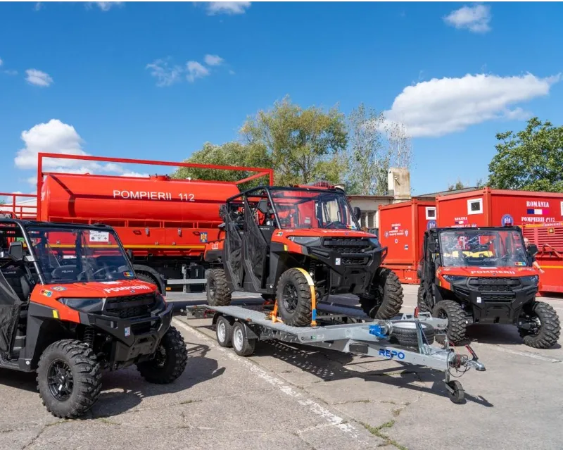 Trei UTV-uri Polaris Ranger Crew FireGuard, echipate și livrate de Marshal, intră în dotarea pompierilor ISU „Delta” Tulcea