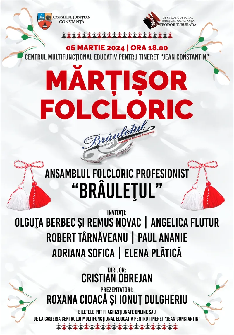Ansamblul Folcloric Profesionist ,,Brâulețul’’ și invitații săi de marcă vă așteaptă la spectacolul ,,Mărțișor folcloric’’