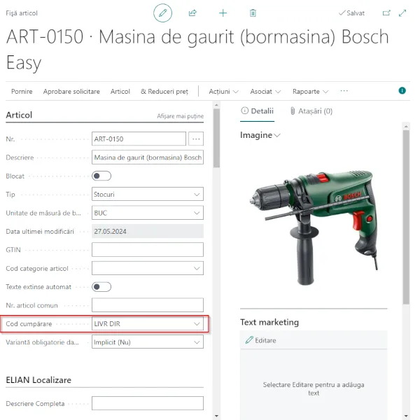 Livrarea directă în Dynamics Business Central
