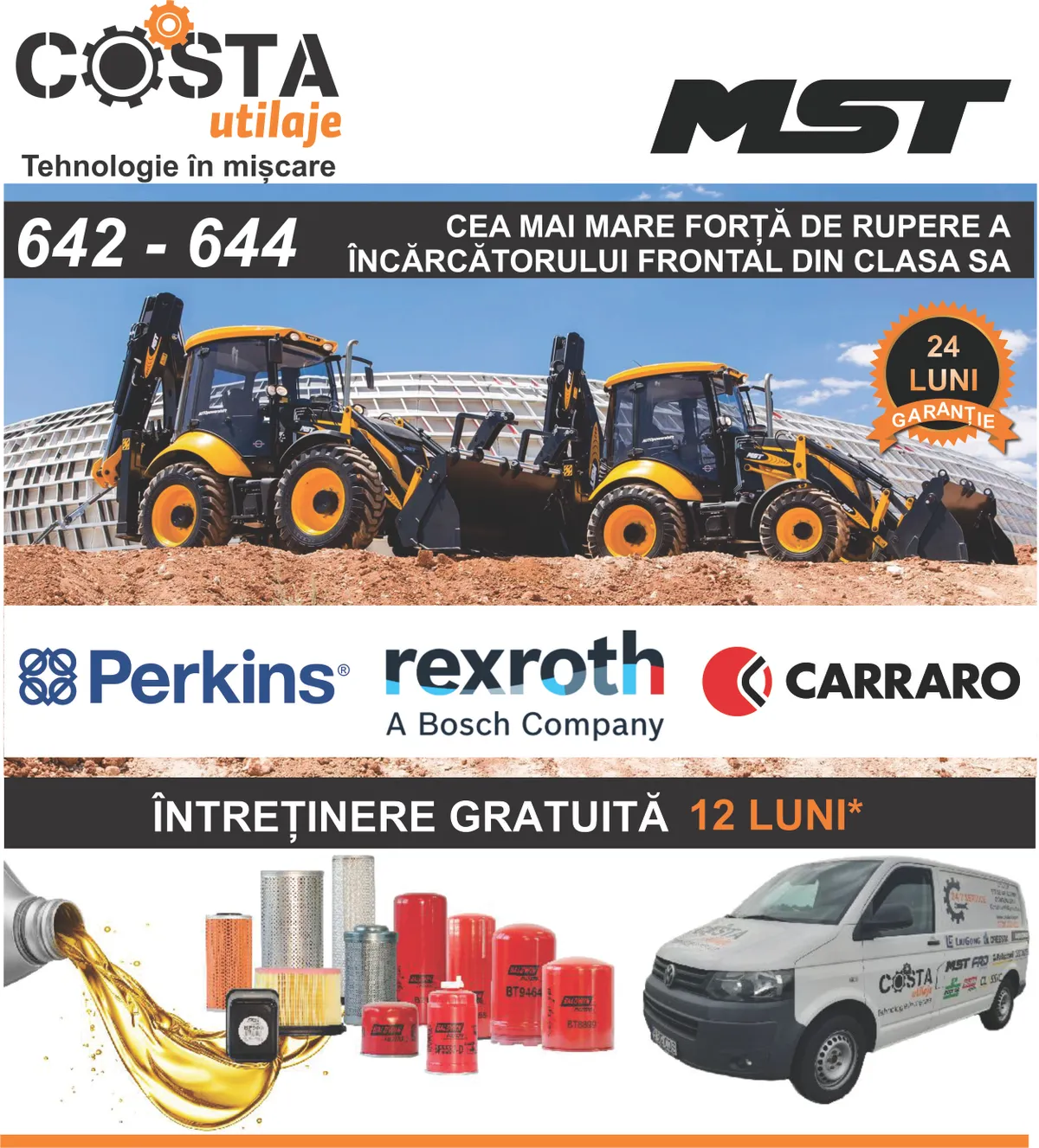 Buldoexcavatoarele MST - cea mai mare forta de rupere a incarcatorului frontal din gama sa