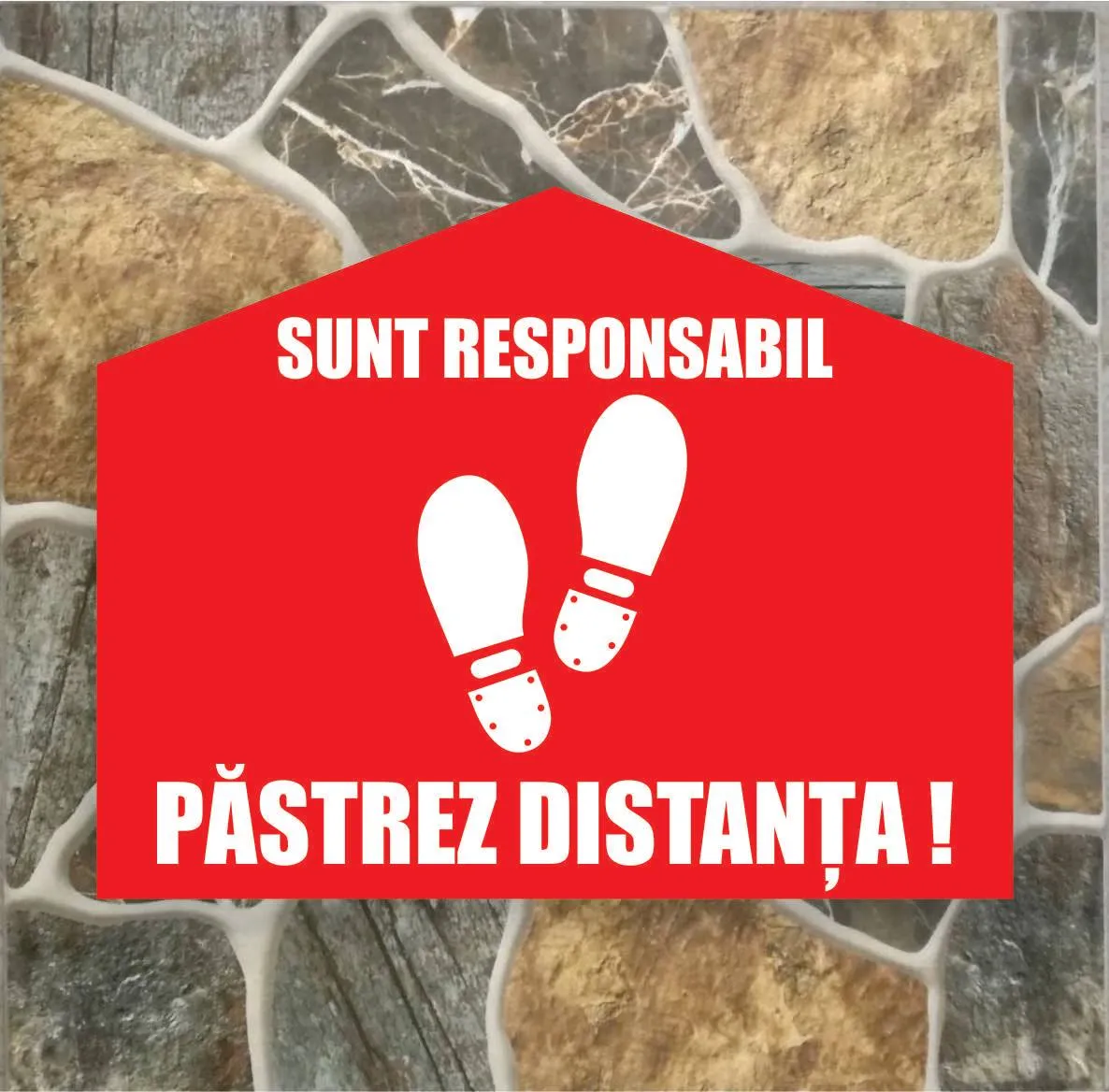 Sticker pardoseala cu mesaje informative