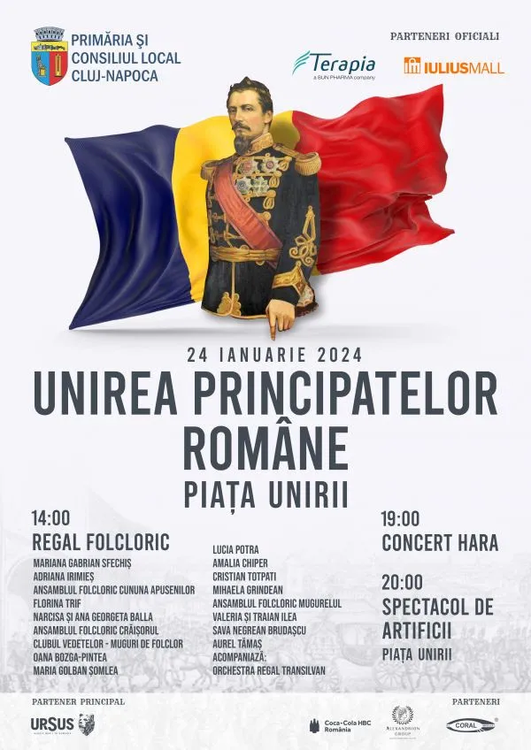 Clujul sărbătorește Ziua Unirii Principatelor Române!