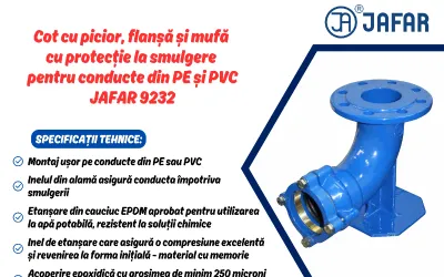 Cot cu picior, flanșă și mufă cu rezistență la smulgere pentru conducte din PE, PVC - JAFAR 9232