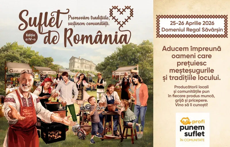 Domeniul Regal Săvârșin găzduiește cea mai amplă ediție a festivalului Suflet de România, 25–26 aprilie 2026