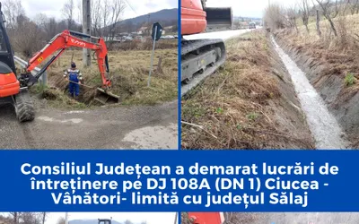 Consiliul Județean a demarat lucrări de întreținere pe drumul județean 108A (DN 1) Ciucea – Vânători – limită cu județul Sălaj