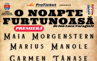 Piesa de teatru ,,O noapte furtunoasă” se joacă la Deva într-o distribuție de excepție