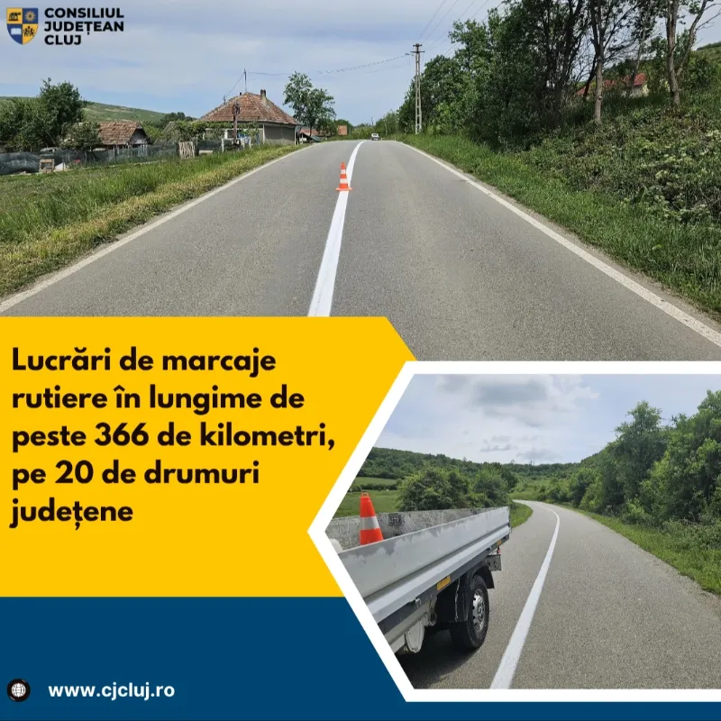 Lucrări de marcaje rutiere în lungime de peste 366 de kilometri, pe 20 de drumuri județene