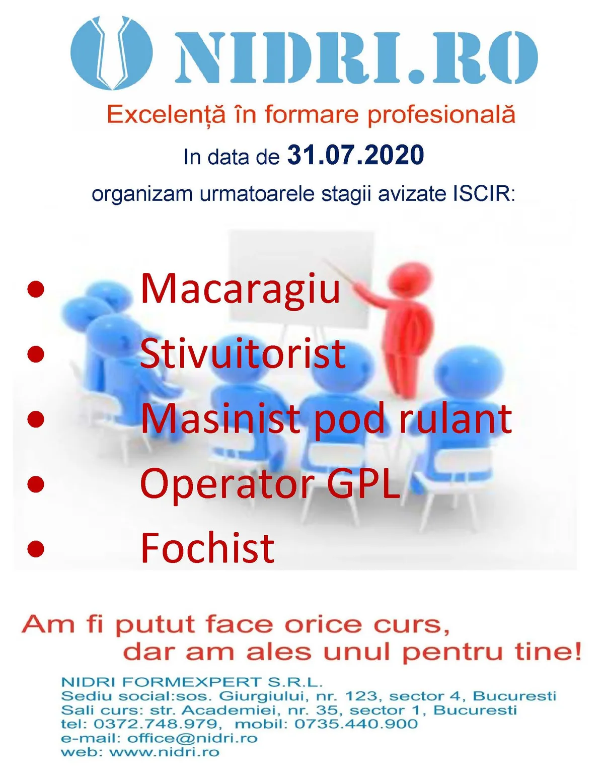 Stagii luna iulie 2020