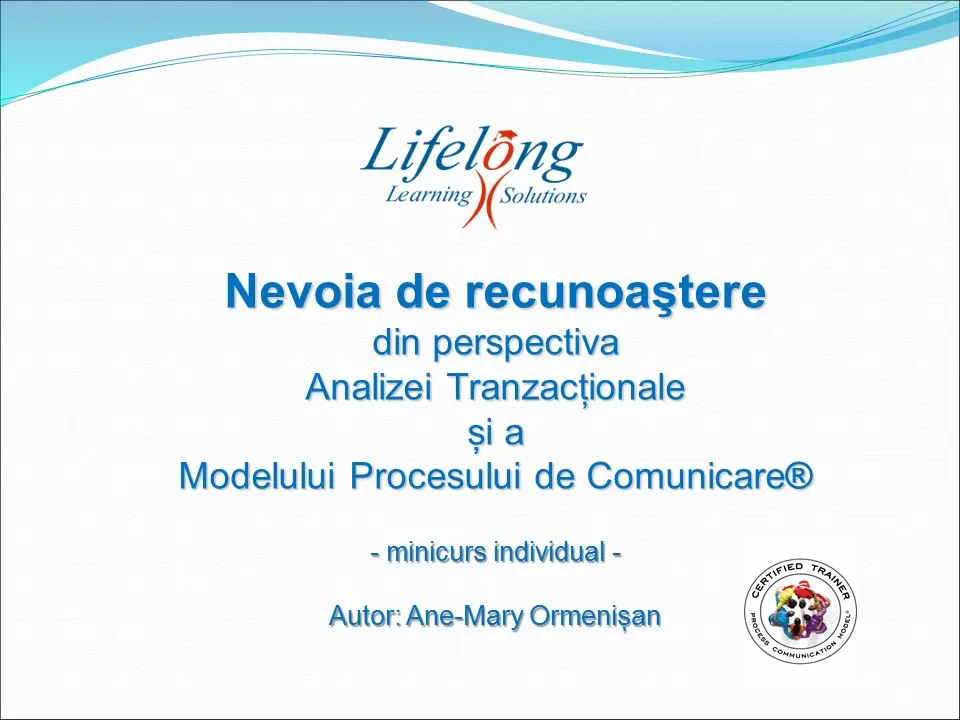 Nevoia de recunoaștere - curs prin corespondență în format pdf