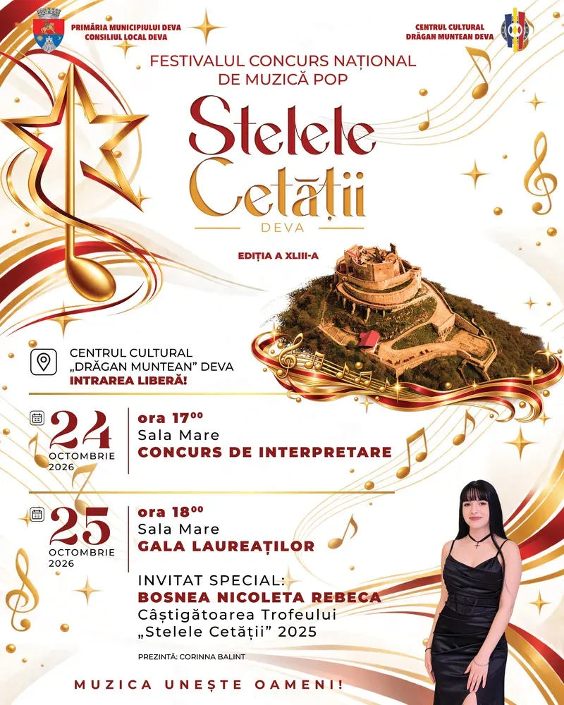 Festivalul Concurs Național de Muzică Pop „Stelele Cetății” — ediția a 43-a, 24–25 octombrie 2026, Deva
