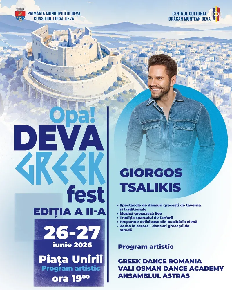 Deva Greek Fest 2026: muzică, dans și gastronomie grecească în 26–27 iunie în Piața Unirii