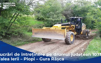 Lucrări de întreținere pe sectorul de drum județean 107N Valea Ierii – Plopi – Gura Râșca