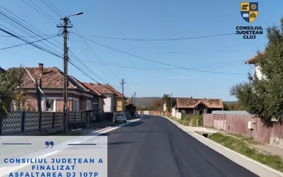 Consiliul Județean a finalizat asfaltarea DJ 107P (DN 1) Gilău – Someșu Rece – (DN 1R)