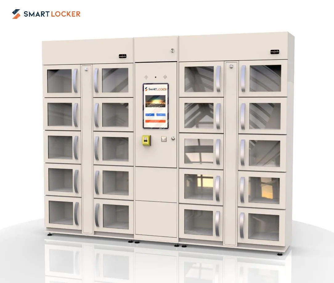 Smart locker cu racire pentru alimente, livrare sau depozitare, acces partajat cu card sau parola