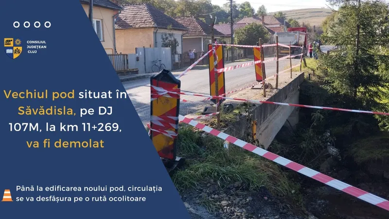 Vechiul pod situat în localitatea Săvădisla, pe drumul județean DJ 107M, la km 11+269, va fi demolat