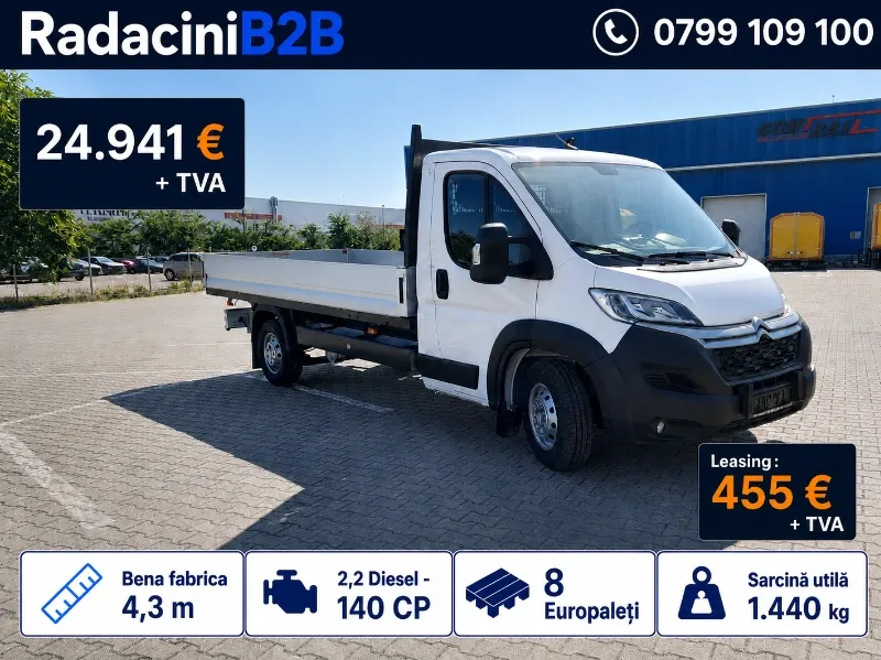 CITROËN JUMPER Platformă Cabină Simplă 35+ L4 – 2.2 Diesel, 140 CP