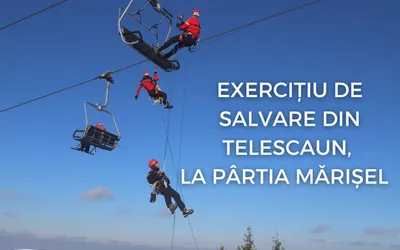 Exercițiu de salvare din telescaun, la pârtia Mărișel