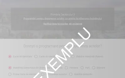 Programări online pentru eliberarea actului de identitate și stabilirea vizei de reședință/flotant, în Sectorul 3