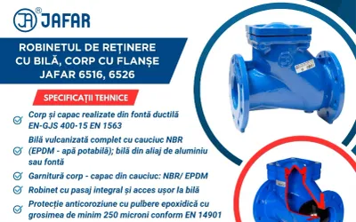 Robinet de reținere cu bilă, corp cu flanșe JAFAR 6516, 6526