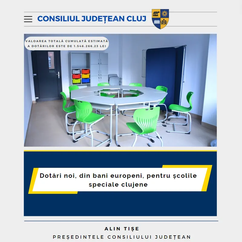 Dotări noi, din bani europeni, pentru școlile speciale clujene